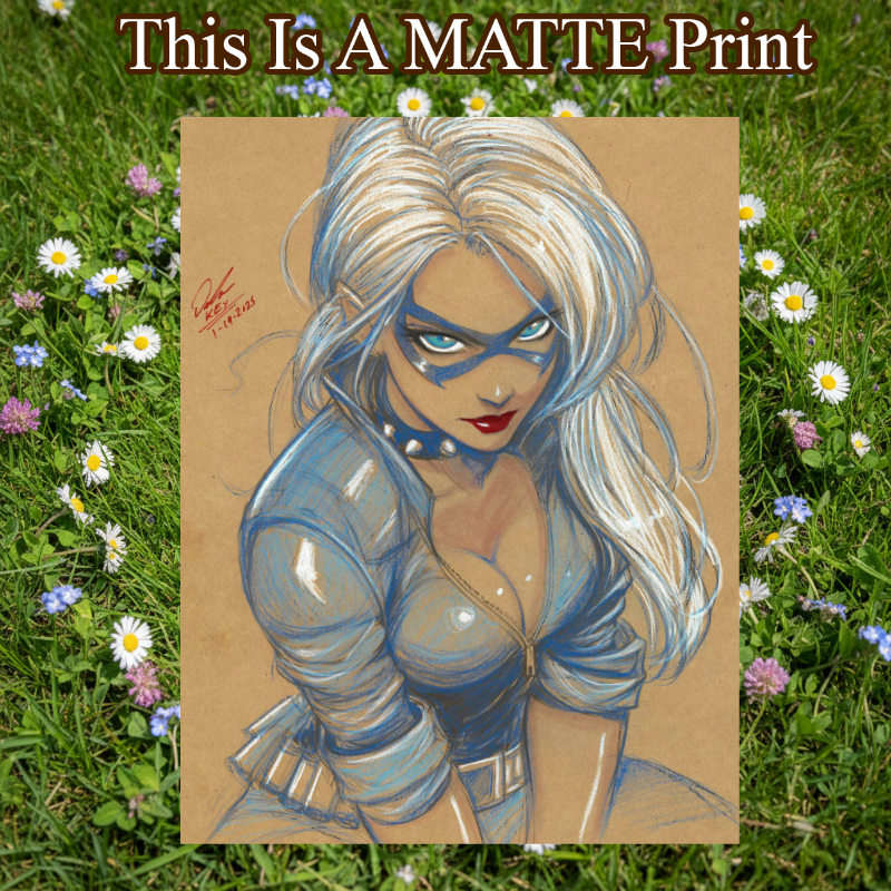 Black Cat Art Illustration Hard Signed 8.5x11in Fine Art PRINT