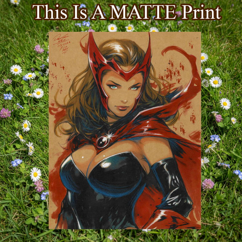 Scarlet Witch Art Illustration Hard Signed 8.5x11in Fine Art PRINT