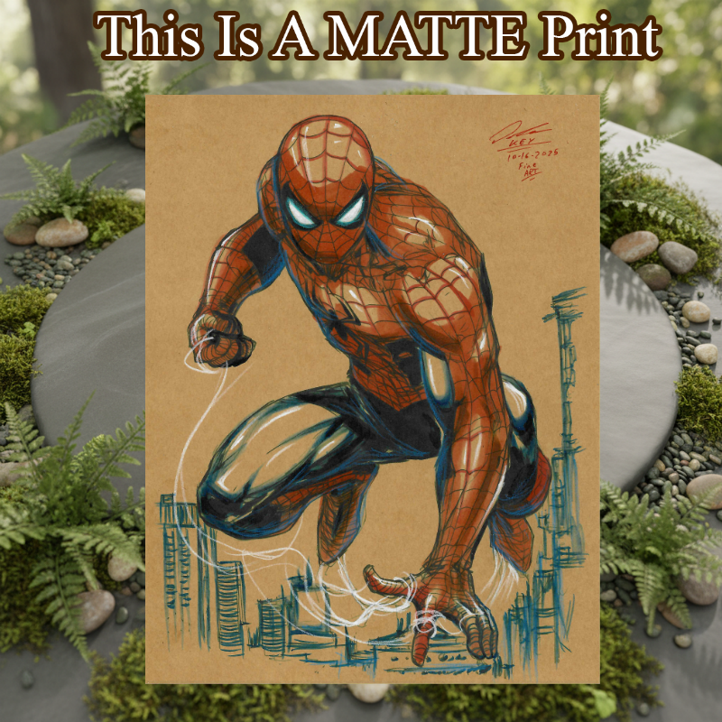 Spider-Man Art Illustration Hard Signed 8.5x11in Fine Art PRINT