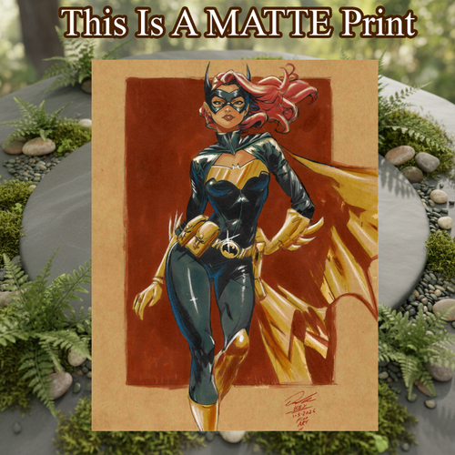 Batgirl Art Illustration Hard Signed 8.5x11in Fine Art PRINT