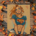 Supergirl Art Illustration Hard Signed 8.5x11in Fine Art PRINT
