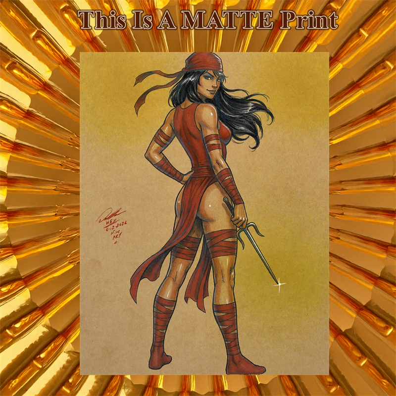 Elektra Art Illustration Hard Signed 8.5x11in Fine Art PRINT