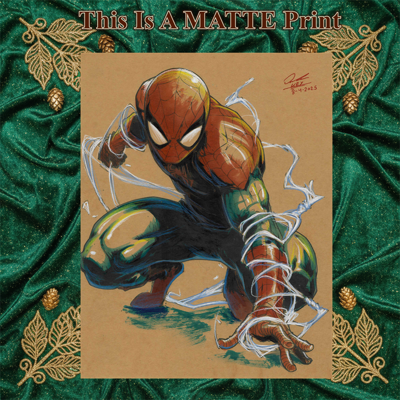 Spider-Man Art Illustration Hard Signed 8.5x11in Fine Art PRINT