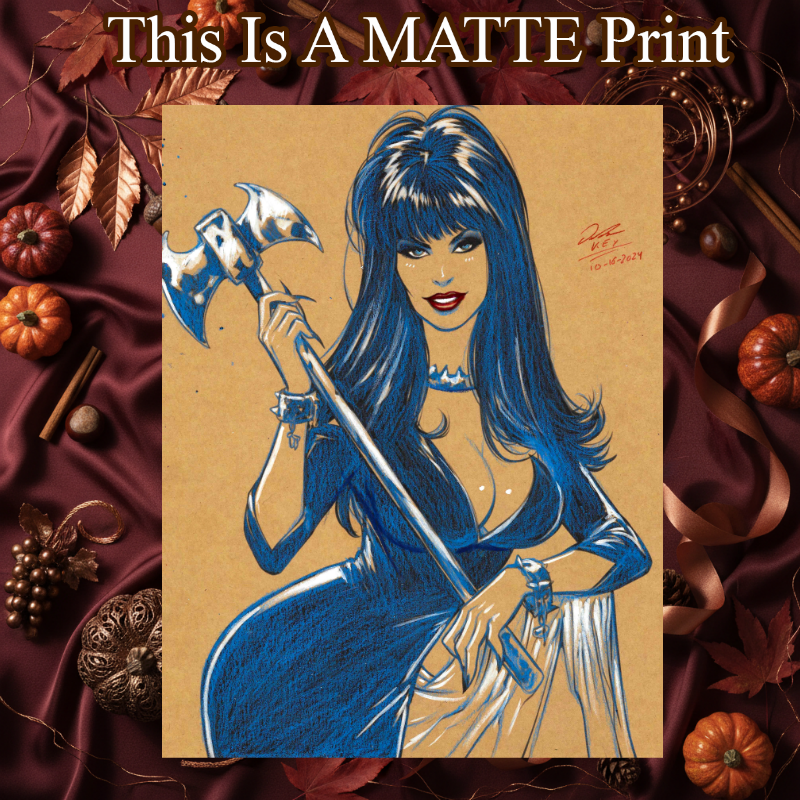 Elvira Art Illustration Hard Signed 8.5x11in Fine Art PRINT