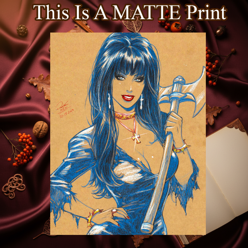 Elvira Art Illustration Hard Signed 8.5x11in Fine Art PRINT