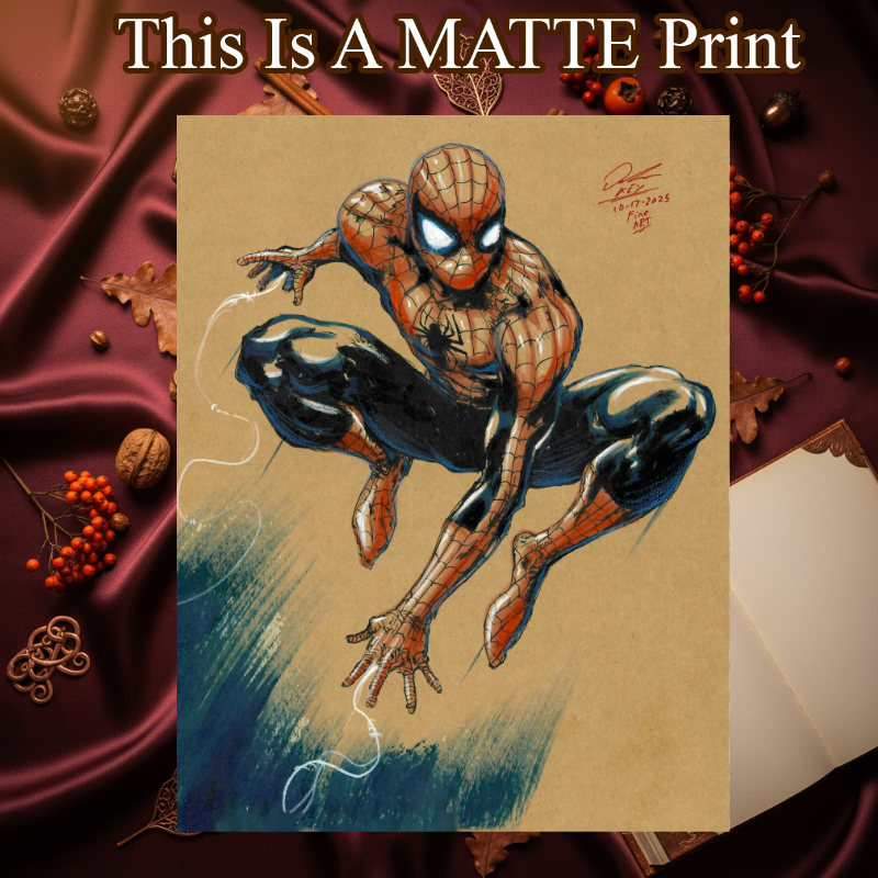 Spider-Man Art Illustration Hard Signed 8.5x11in Fine Art PRINT