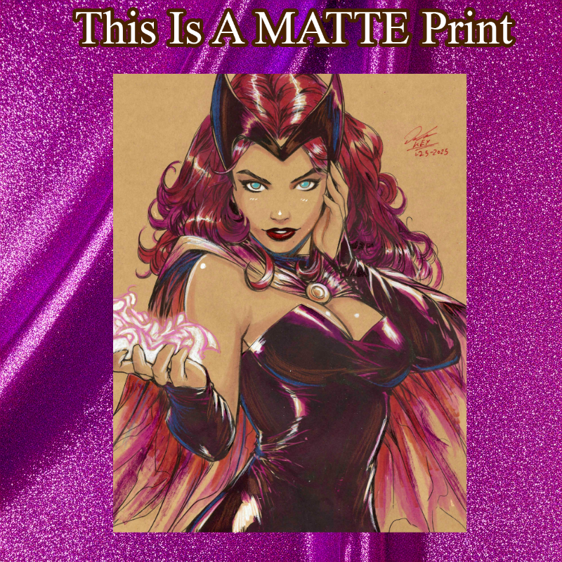 Scarlet Witch Art Illustration Hard Signed 8.5x11in Fine Art PRINT