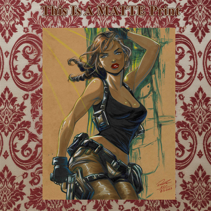 Lara Croft Art Illustration Hard Signed 8.5x11in Fine Art PRINT
