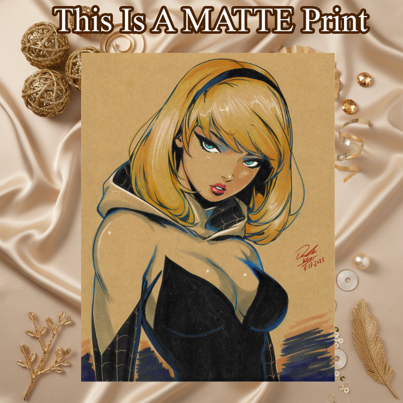 Gwen Stacy Art Illustration Hard Signed 8.5x11in Fine Art PRINT