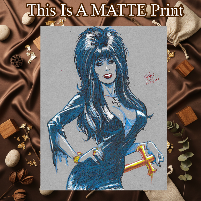 Elvira Art Illustration Hard Signed 8.5x11in Fine Art PRINT