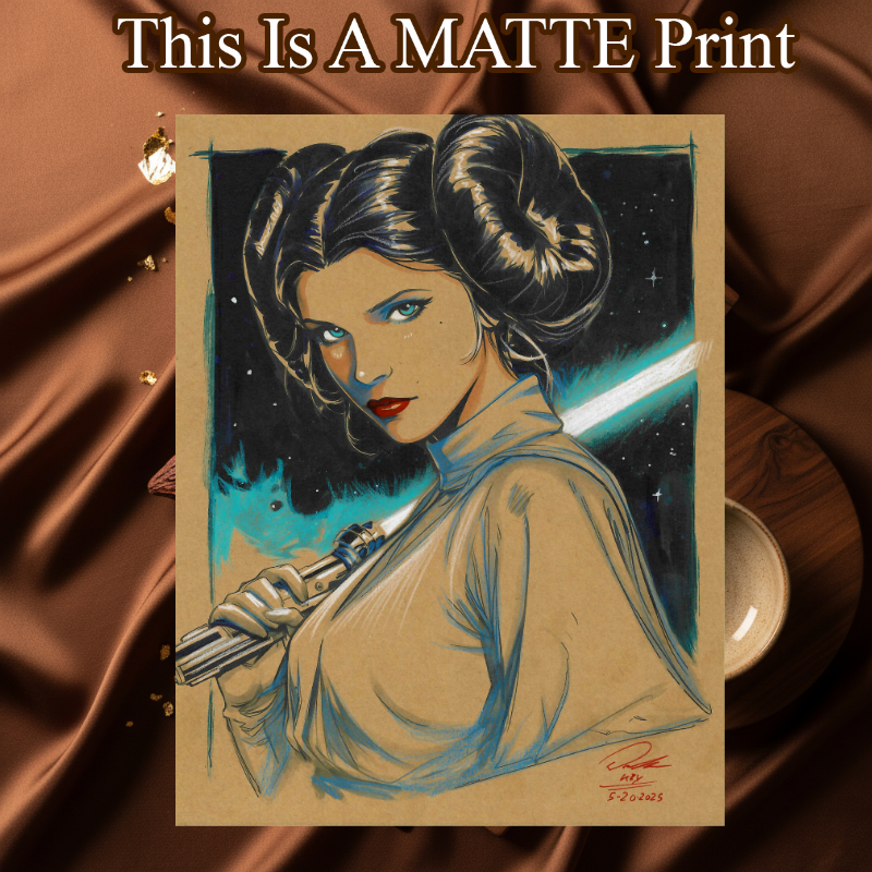 Princess Leia Art Illustration Hard Signed 8.5x11in Fine Art PRINT