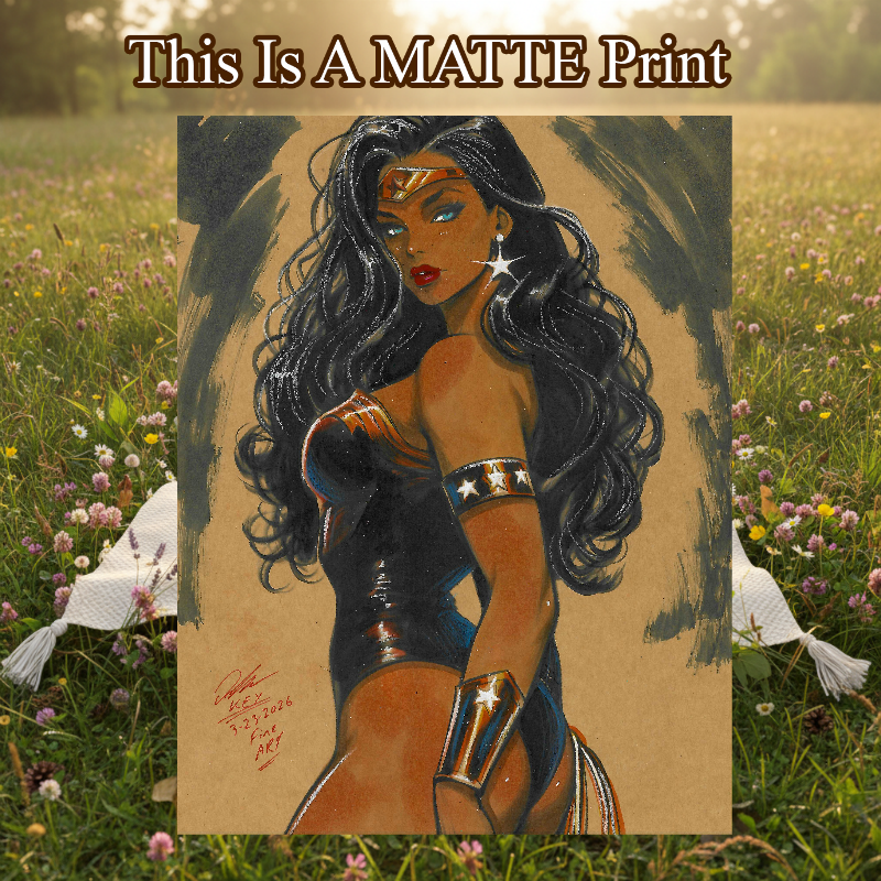 Wonder Woman Art Illustration Hard Signed 8.5x11in Fine Art PRINT