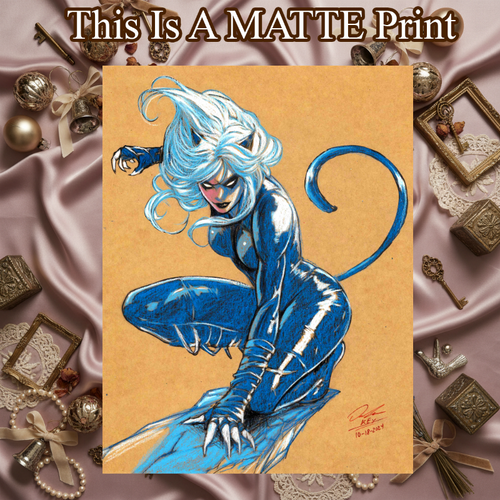Black Cat Art Illustration Hard Signed 8.5x11in Fine Art PRINT
