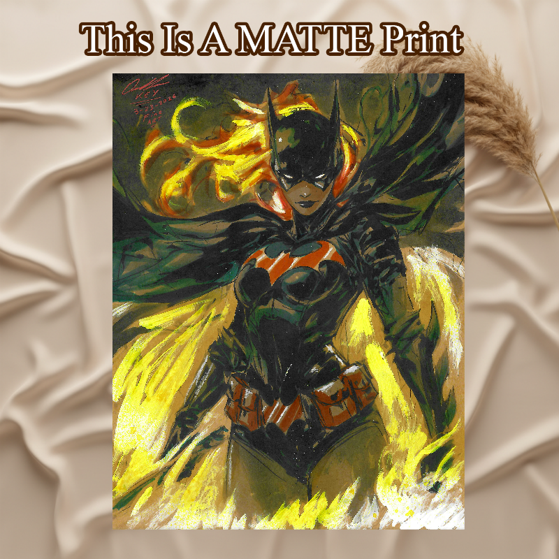 Batgirl Art Illustration Hard Signed 8.5x11in Fine Art PRINT