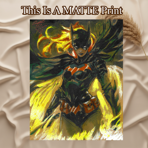 Batgirl Art Illustration Hard Signed 8.5x11in Fine Art PRINT