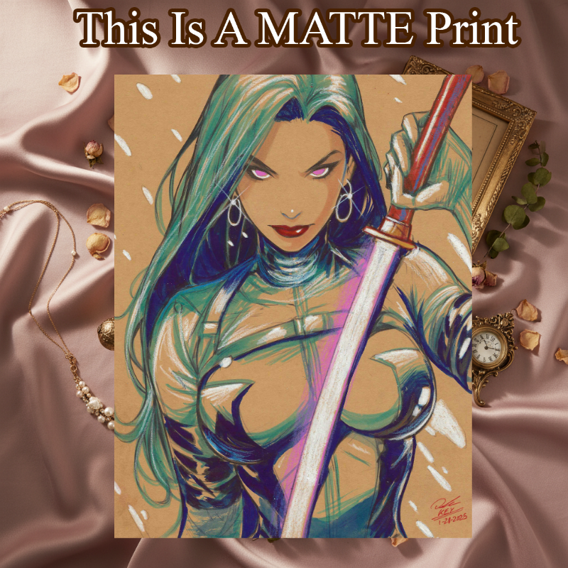 Psylocke Art Illustration Hard Signed 8.5x11in Fine Art PRINT
