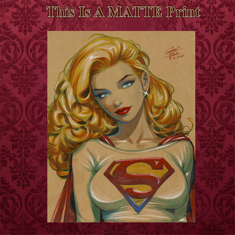 Supergirl Art Illustration Hard Signed 8.5x11in Fine Art PRINT