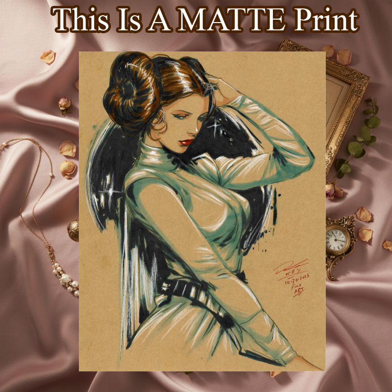 Princess Leia Art Illustration Hard Signed 8.5x11in Fine Art PRINT