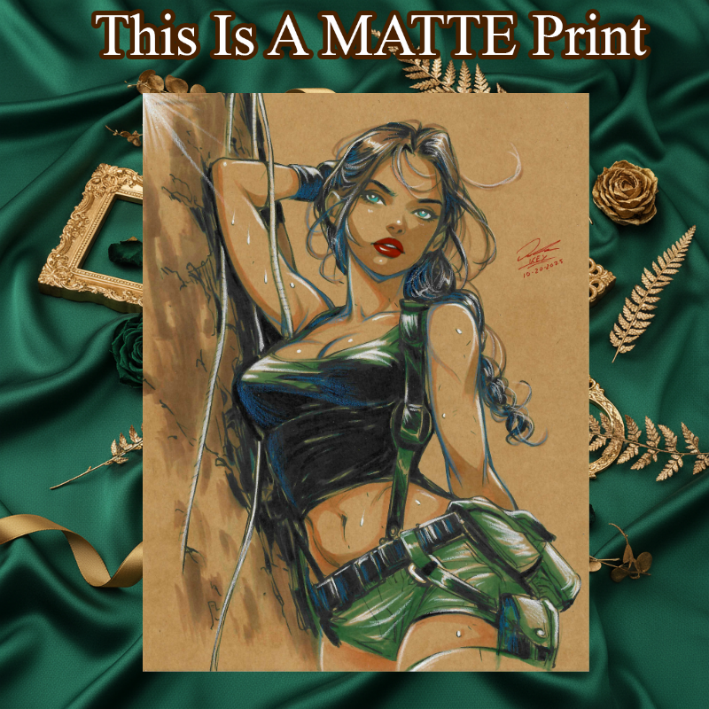 Lara Croft Art Illustration Hard Signed 8.5x11in Fine Art PRINT