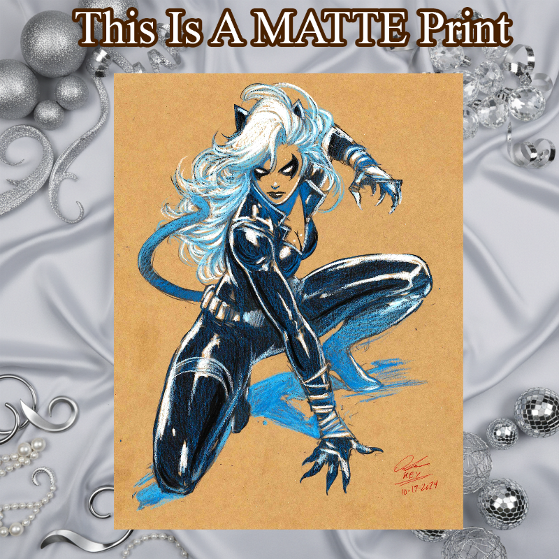 Black Cat Art Illustration Hard Signed 8.5x11in Fine Art PRINT
