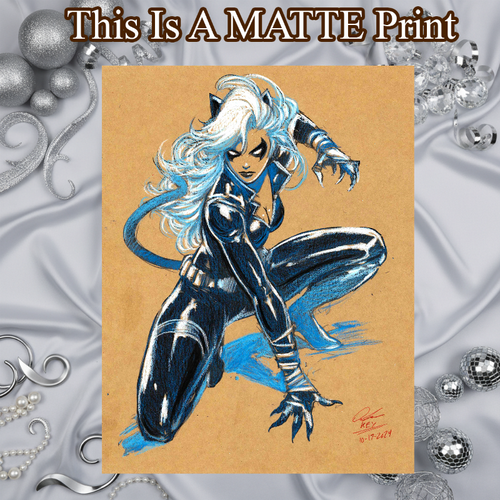 Black Cat Art Illustration Hard Signed 8.5x11in Fine Art PRINT