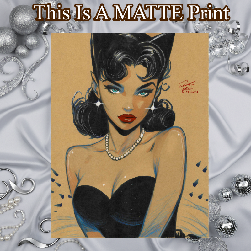 Catwoman Art Illustration Hard Signed 8.5x11in Fine Art PRINT