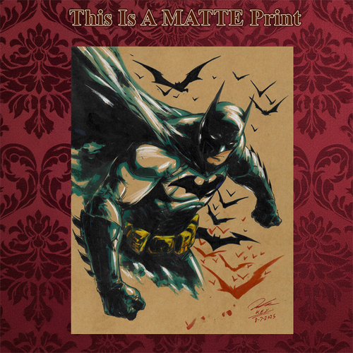 Batman Art Illustration Hard Signed 8.5x11in Fine Art PRINT