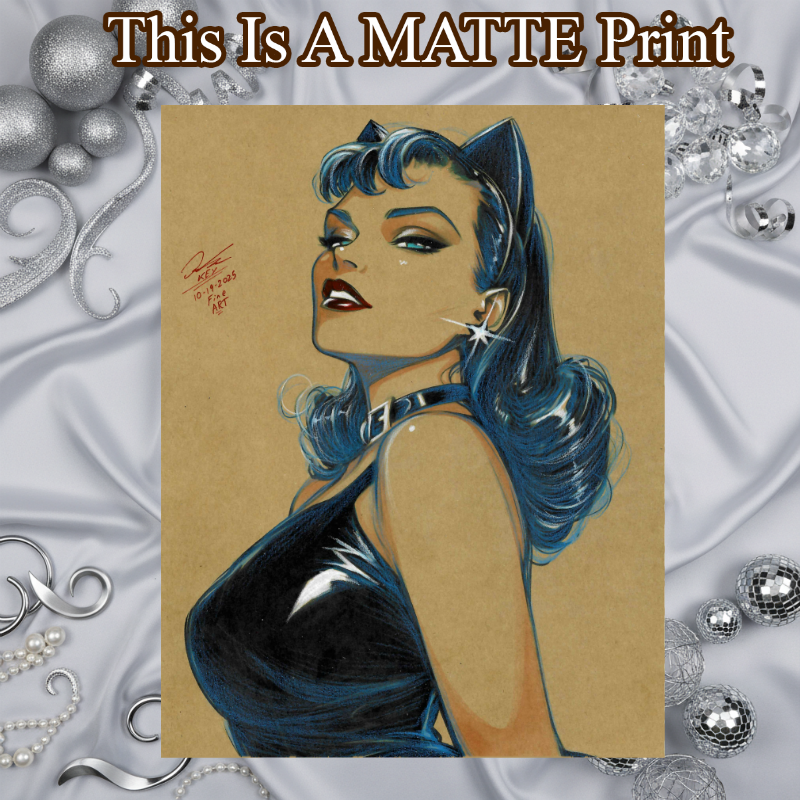 Catwoman Art Illustration Hard Signed 8.5x11in Fine Art PRINT