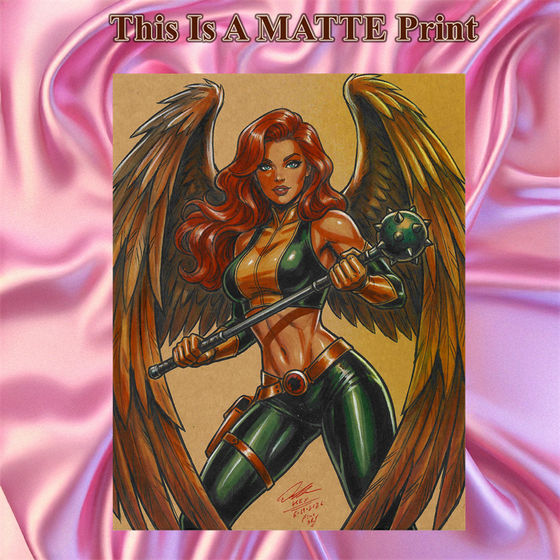 Hawkgirl Art Illustration Hard Signed 8.5x11in Fine Art PRINT