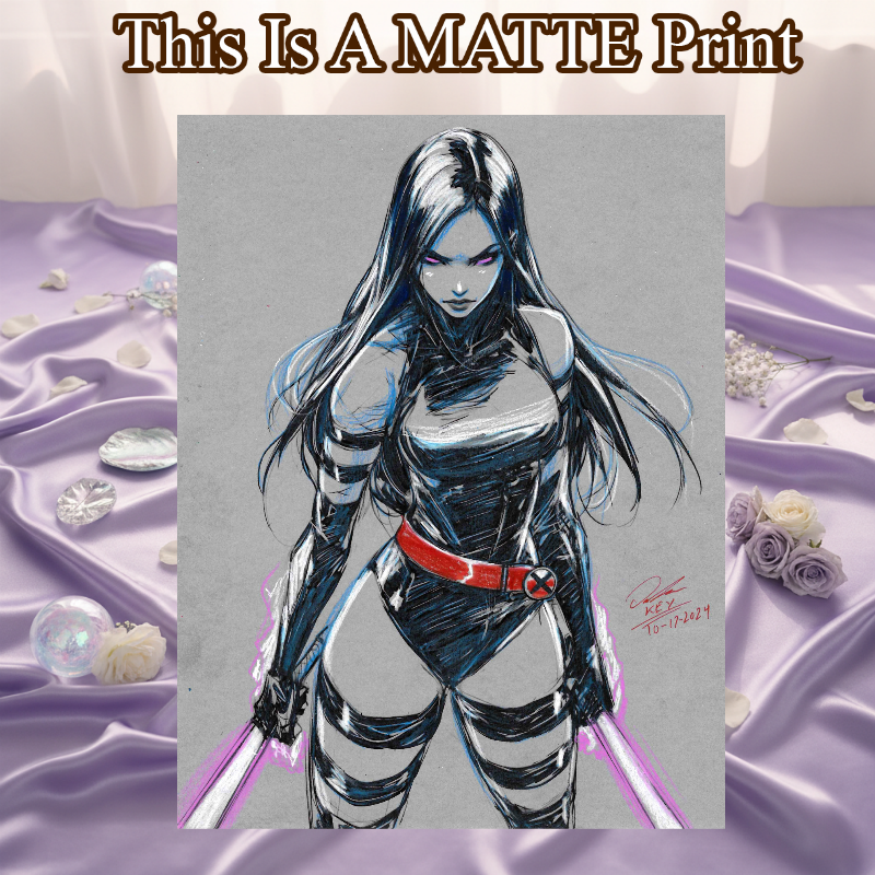 Psylocke Art Illustration Hard Signed 8.5x11in Fine Art PRINT