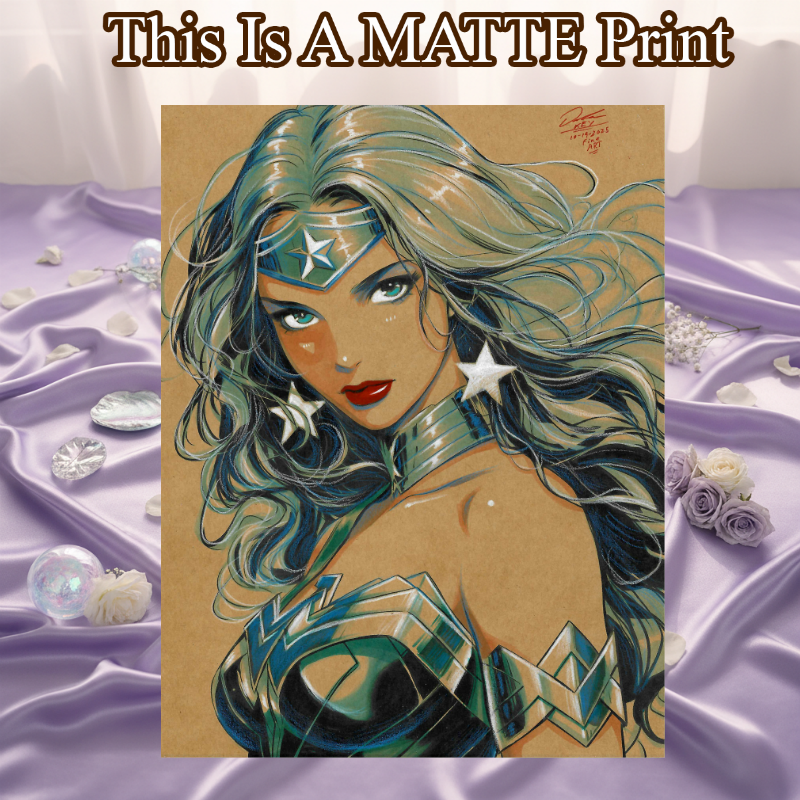 Wonder Woman Art Illustration Hard Signed 8.5x11in Fine Art PRINT