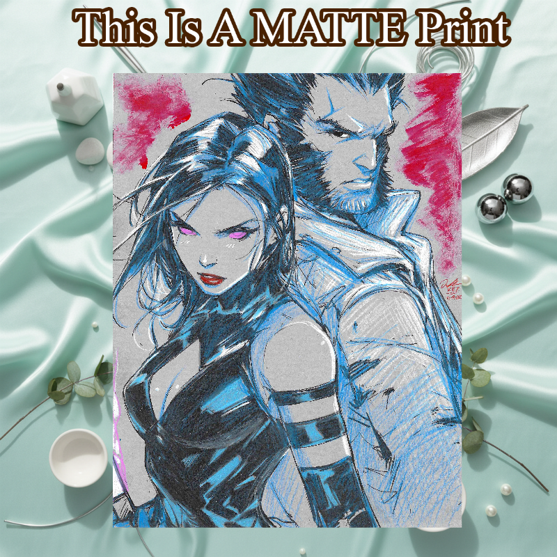 Psylocke Art Illustration Hard Signed 8.5x11in Fine Art PRINT