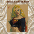 Supergirl Art Illustration Hard Signed 8.5x11in Fine Art PRINT