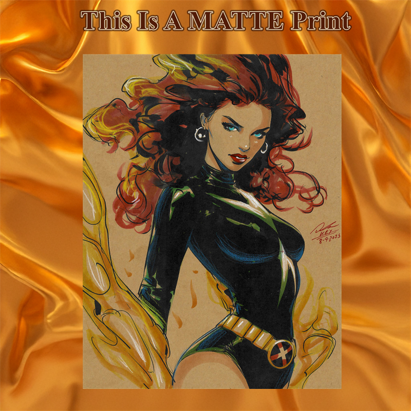 Jean Grey Phoenix Art Illustration Hard Signed 8.5x11in Fine Art PRINT
