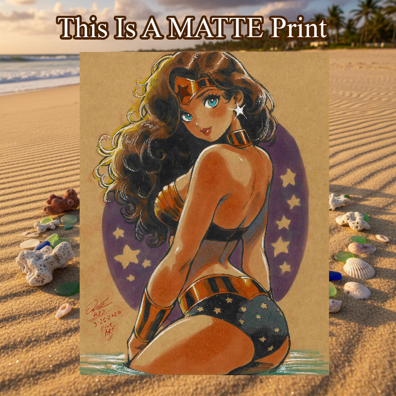 Wonder Woman Art Illustration Hard Signed 8.5x11in Fine Art PRINT