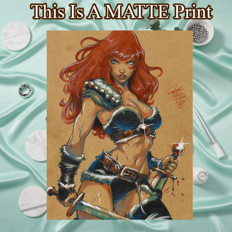 Red Sonja Art Illustration Hard Signed 8.5x11in Fine Art PRINT