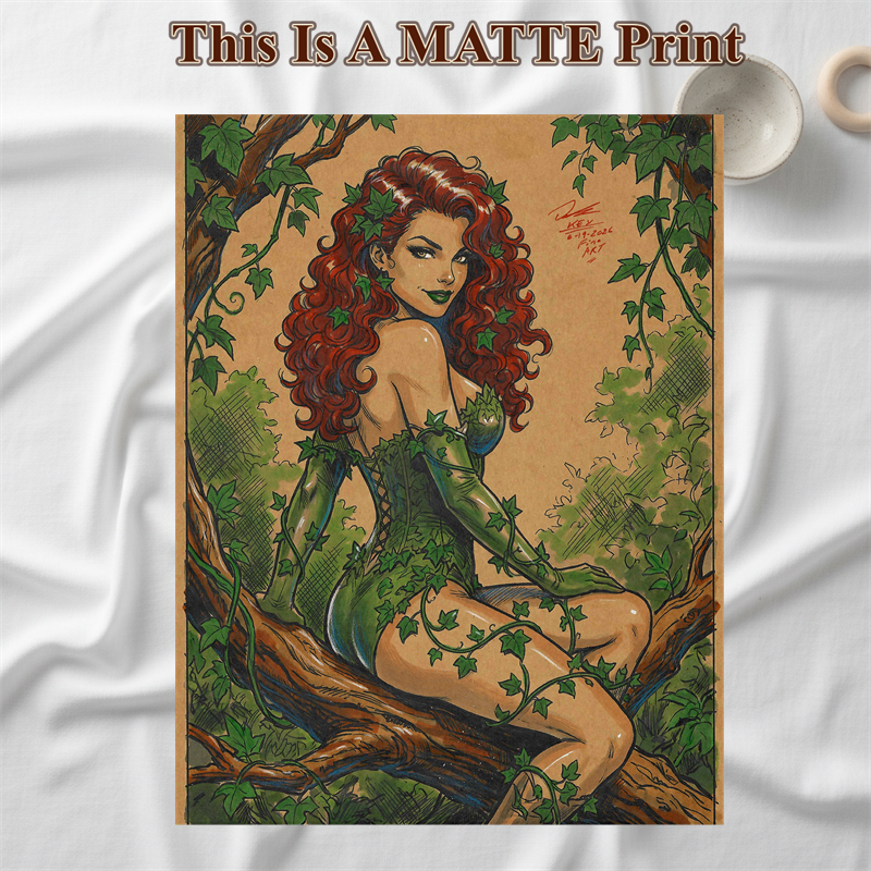 Poison Ivy Art Illustration Hard Signed 8.5x11in Fine Art PRINT