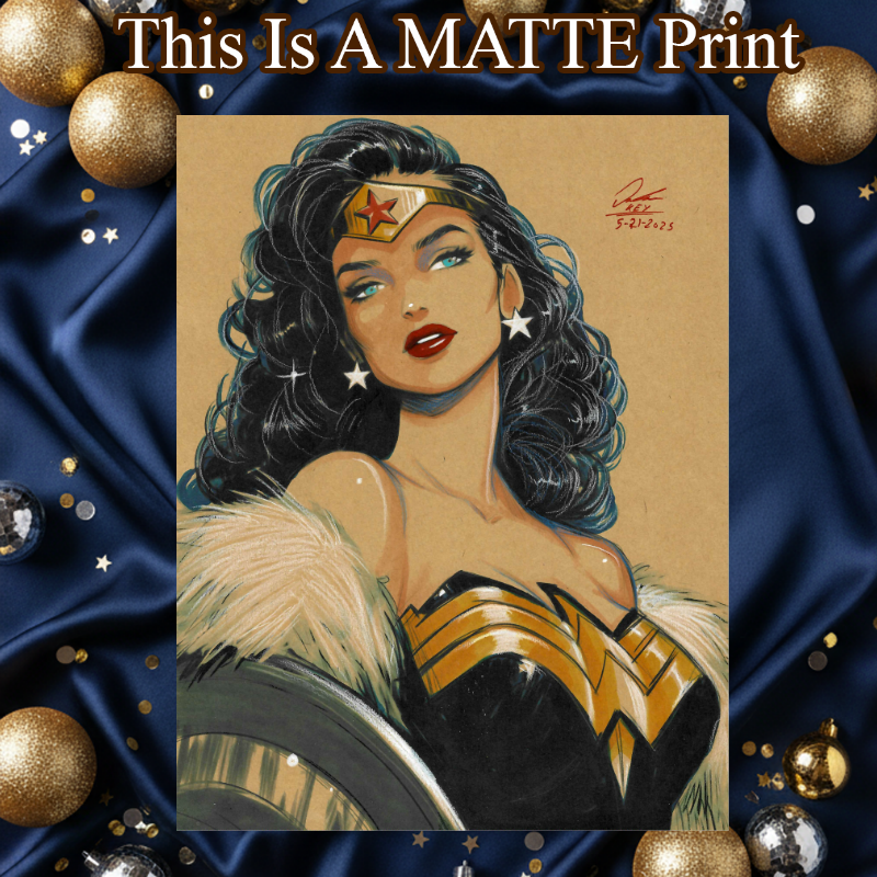 Wonder Woman Art Illustration Hard Signed 8.5x11in Fine Art PRINT
