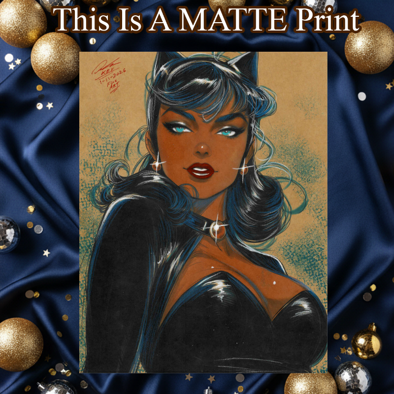Catwoman Art Illustration Hard Signed 8.5x11in Fine Art PRINT
