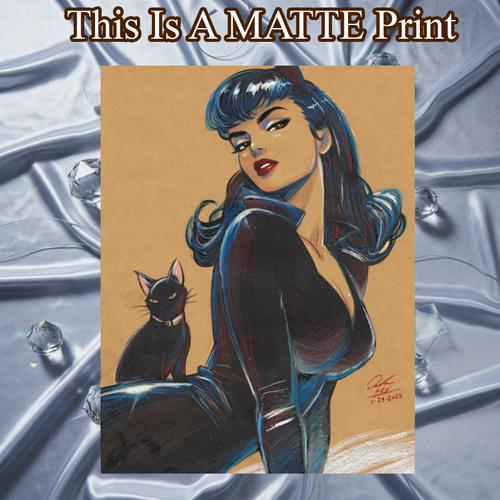 Catwoman Art Illustration Hard Signed 8.5x11in Fine Art PRINT