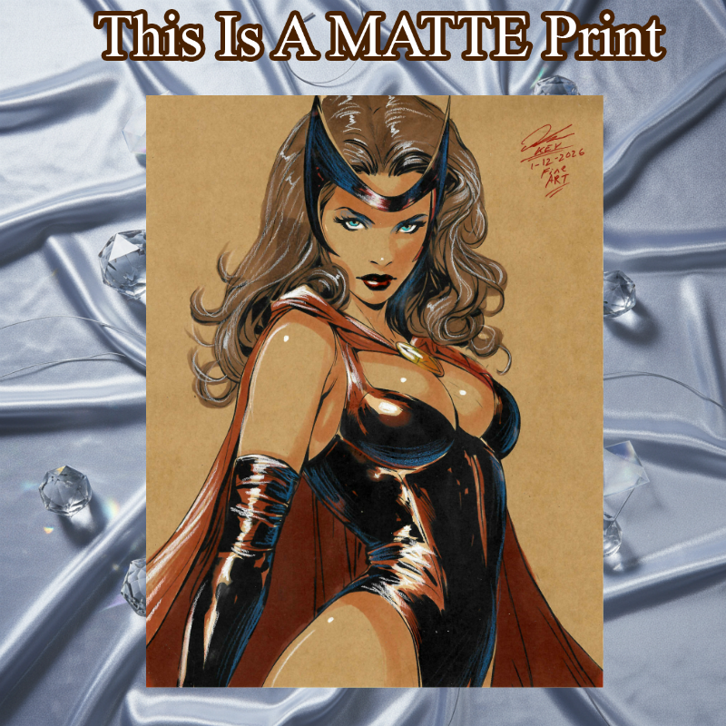 Scarlet Witch Art Illustration Hard Signed 8.5x11in Fine Art PRINT