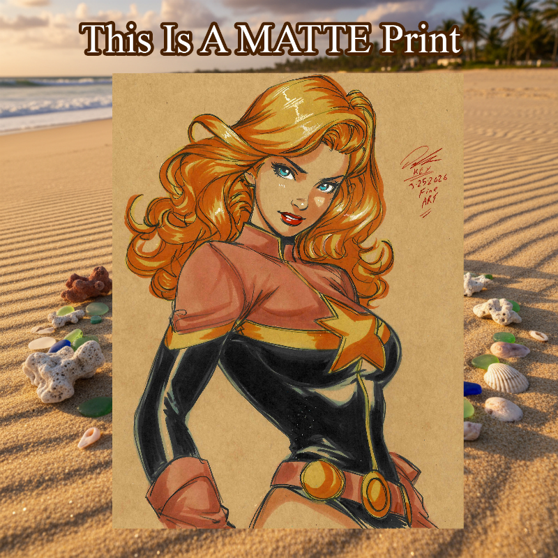 Captain Marvel Art Illustration Hard Signed 8.5x11in Fine Art PRINT