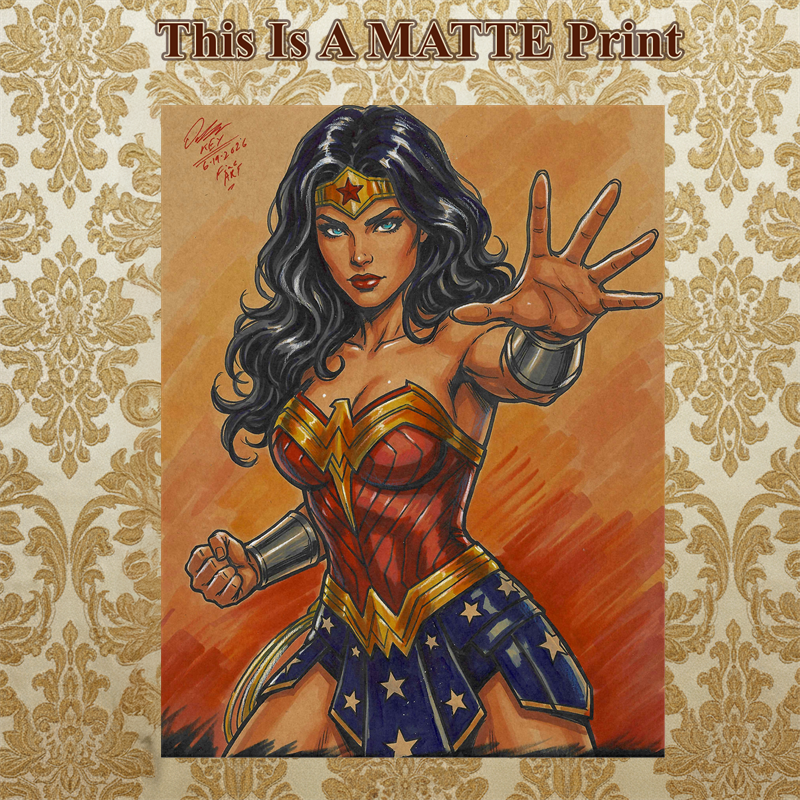 Wonder Woman Art Illustration Hard Signed 8.5x11in Fine Art PRINT
