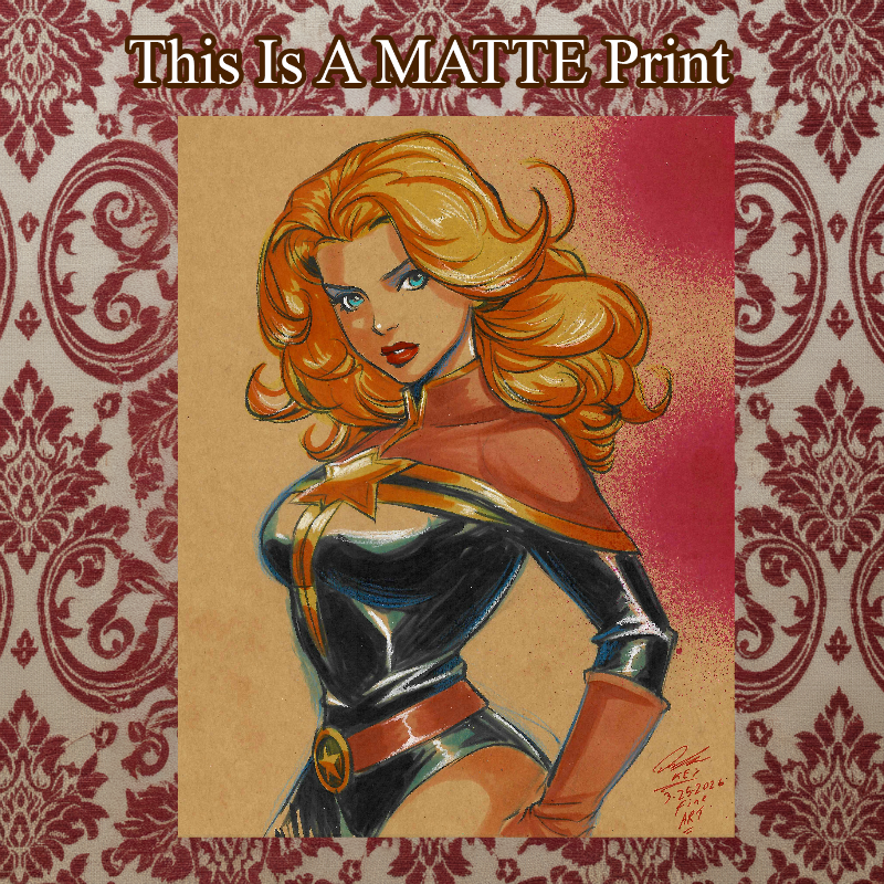 Captain Marvel Art Illustration Hard Signed 8.5x11in Fine Art PRINT