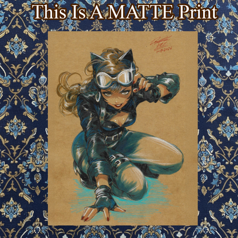 Catwoman Art Illustration Hard Signed 8.5x11in Fine Art PRINT