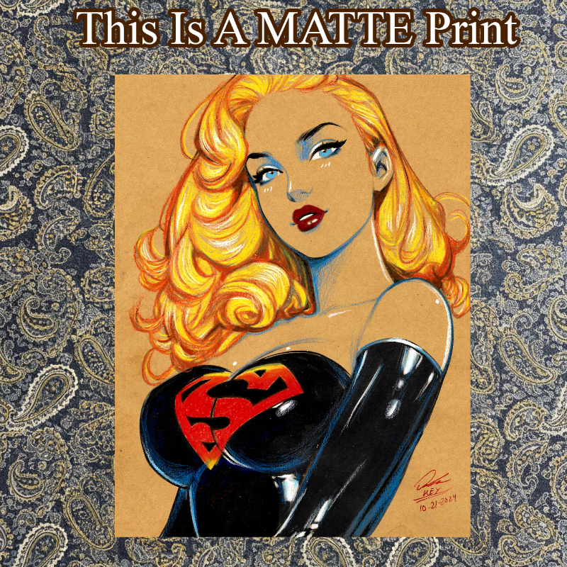 Supergirl Art Illustration Hard Signed 8.5x11in Fine Art PRINT