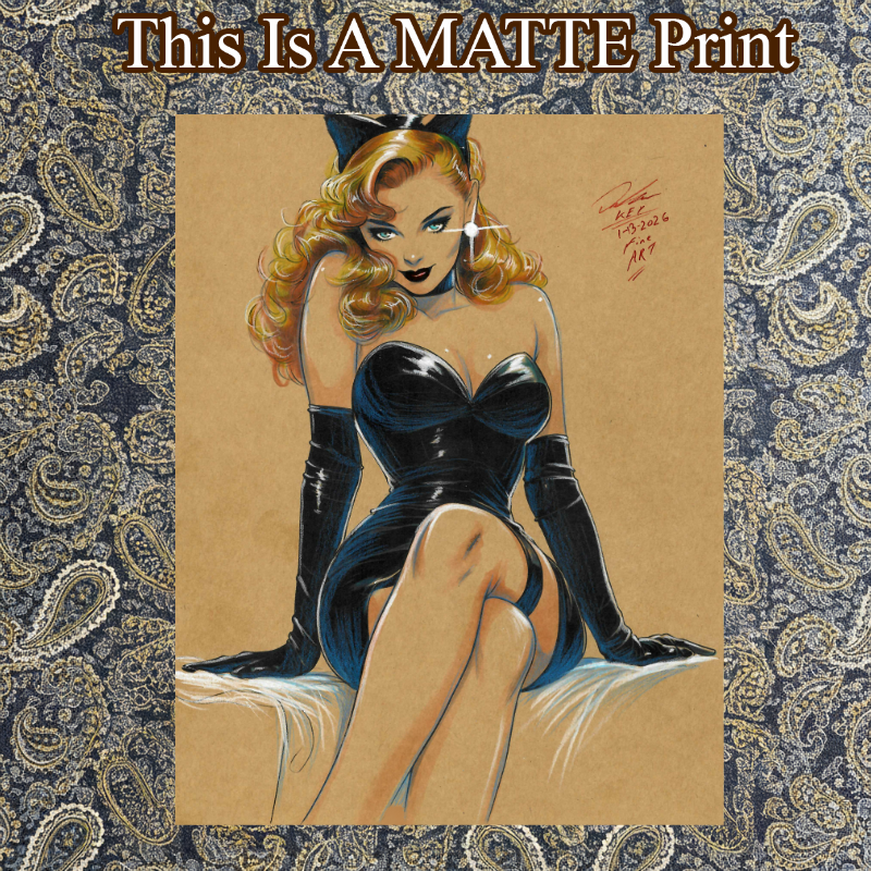 Catwoman Art Illustration Hard Signed 8.5x11in Fine Art PRINT