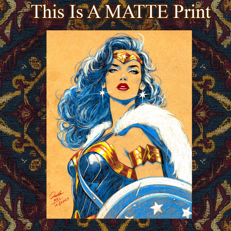 Wonder Woman Art Illustration Hard Signed 8.5x11in Fine Art PRINT