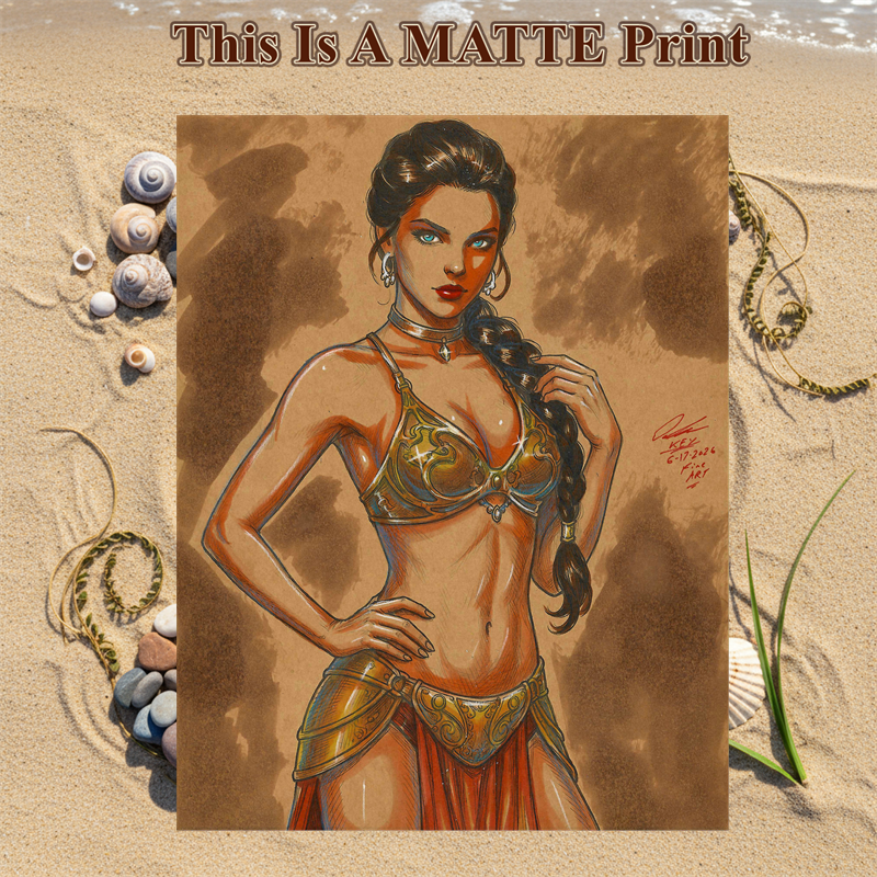 Princess Leia Art Illustration Hard Signed 8.5x11in Fine Art PRINT