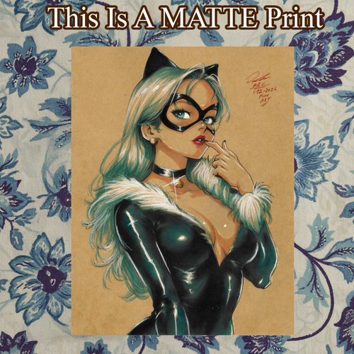 Black Cat Art Illustration Hard Signed 8.5x11in Fine Art PRINT